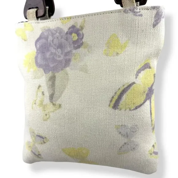 90's woven linen butterfly floral wood handle bag by FASHION EXPRESS ORIGINAL - Picture 16 of 16